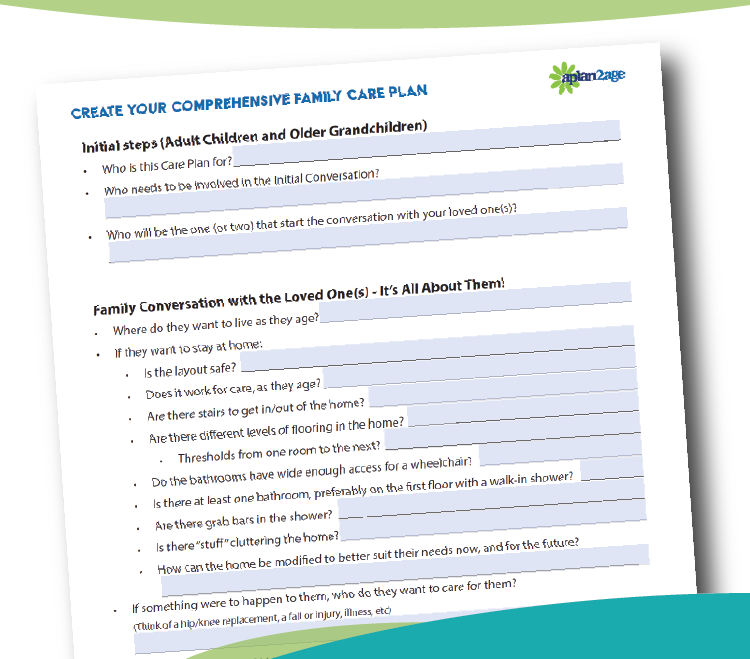 Photo of page one of the Family Care Plan template.