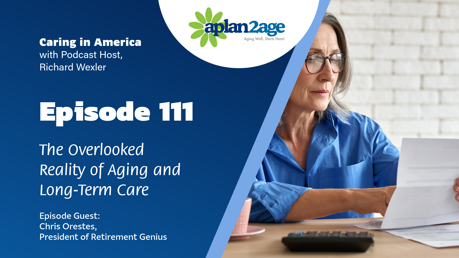 Cover of episode 111 depicting a woman reviewing her retirement plans